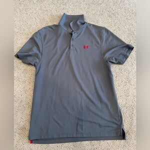 Grey and Red Under Armour golf polo. Mens L Large great condition